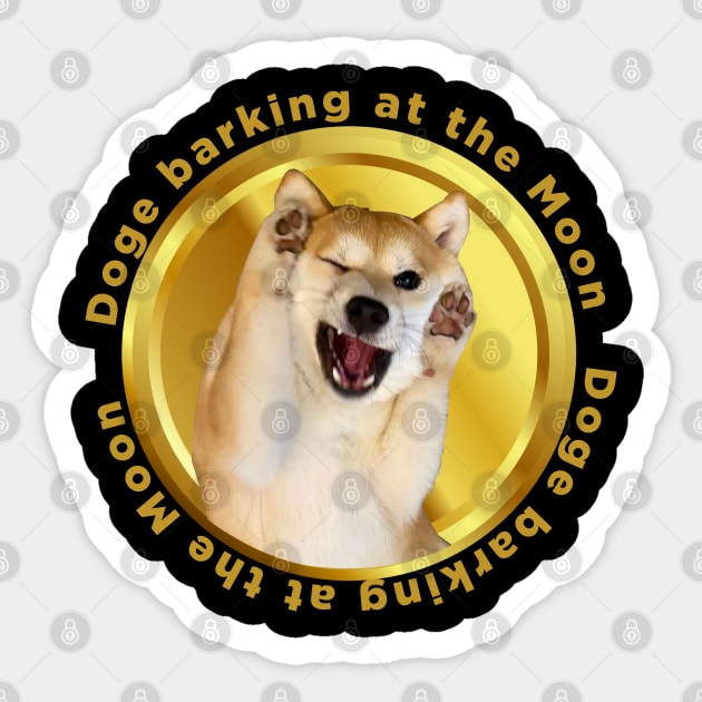 dogecoin barking at the moon Sticker by rsclvisual